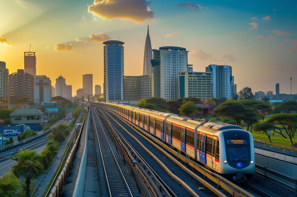 Nairobi 2050 Future picture of Nairobi with a newly built railway.