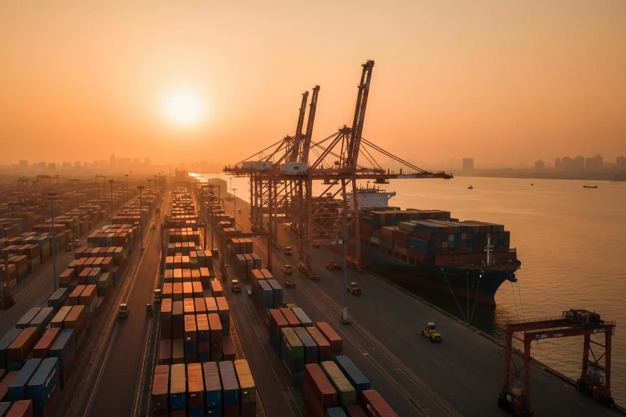 cargo port golden hour