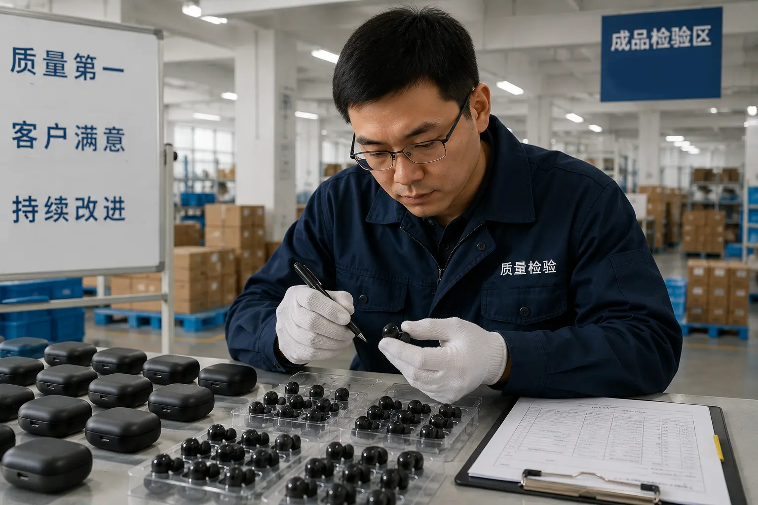 Quality inspection of goods at a Chinese factory before shipment to Kenya importer