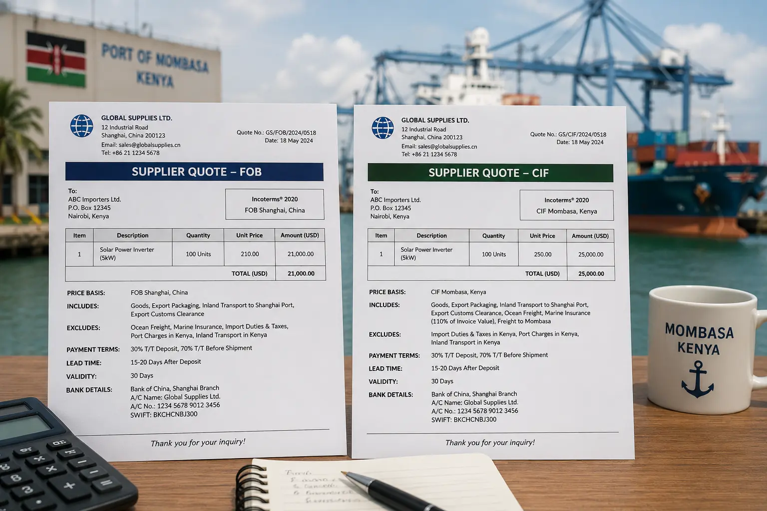 FOB vs CIF Kenya incoterms guide for China importers 2026