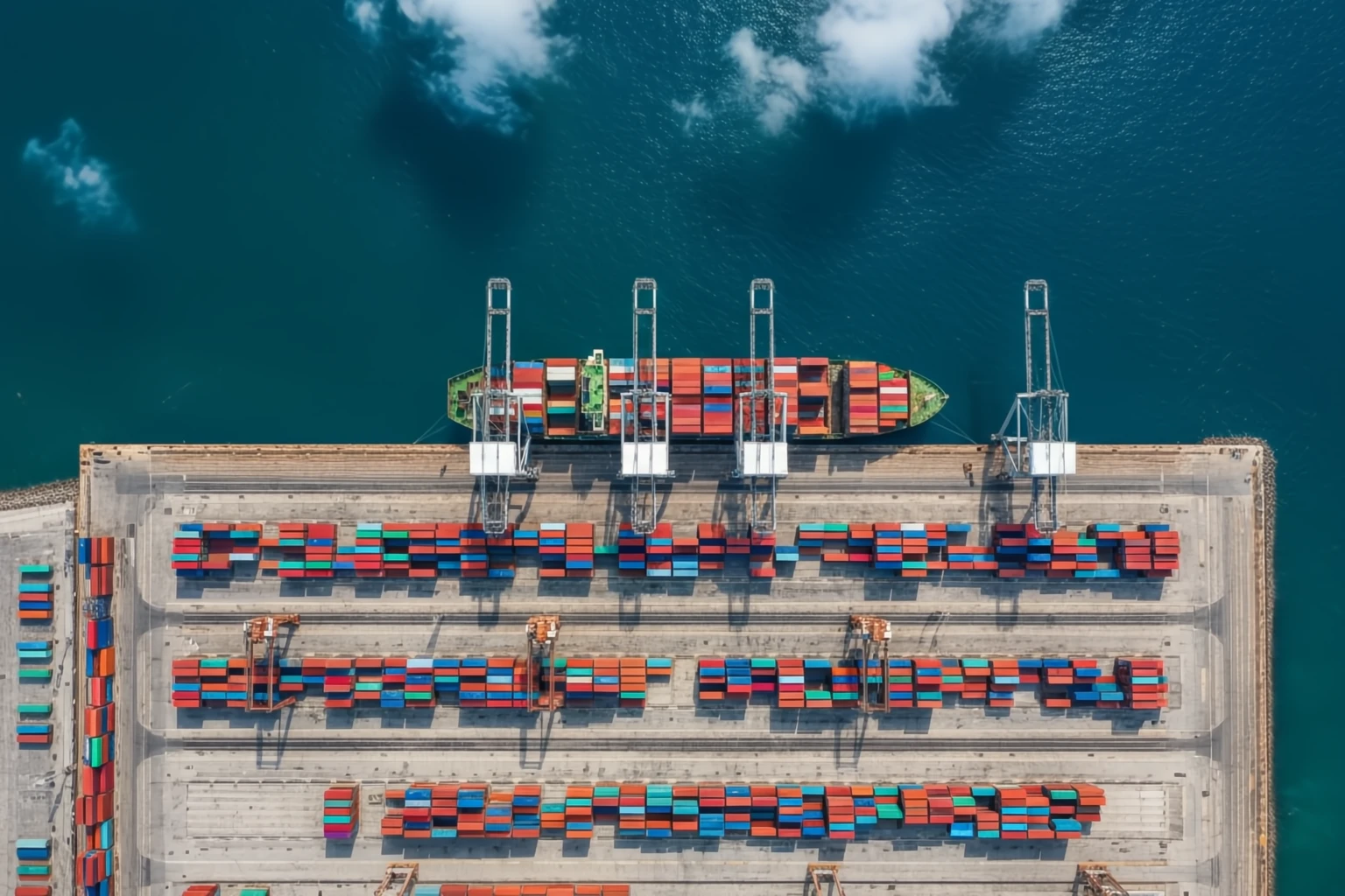Aerial view of Mombasa port where Railway Development Levy Kenya is collected on all arriving imports