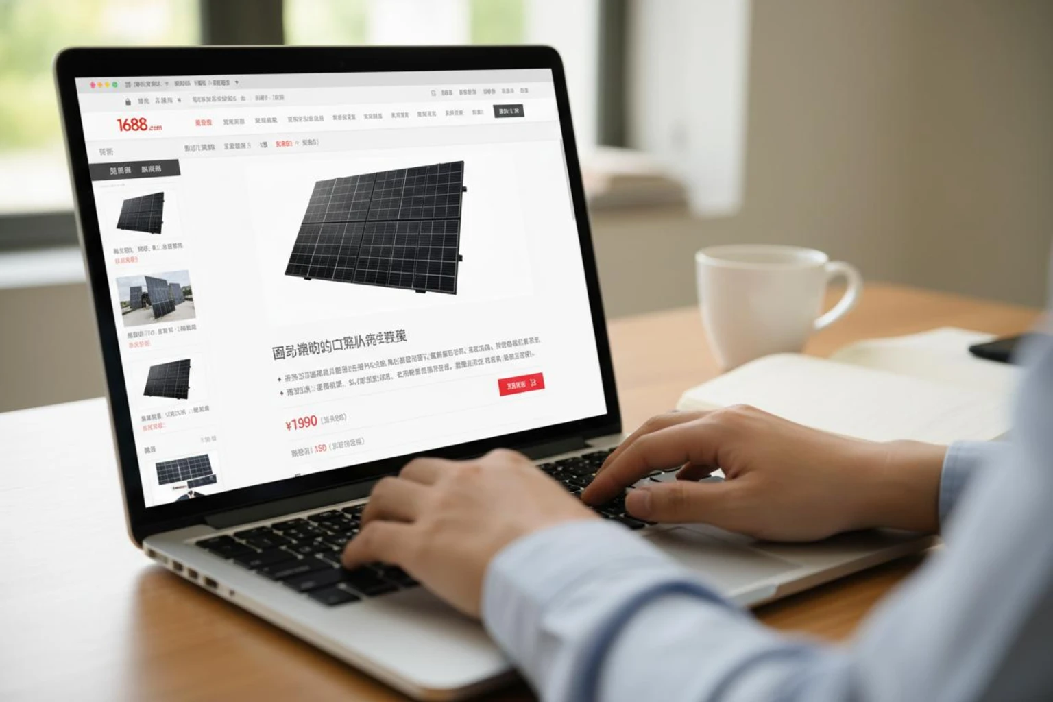 1688 platform listing for solar panels showing manufacturer pricing for Kenya importers