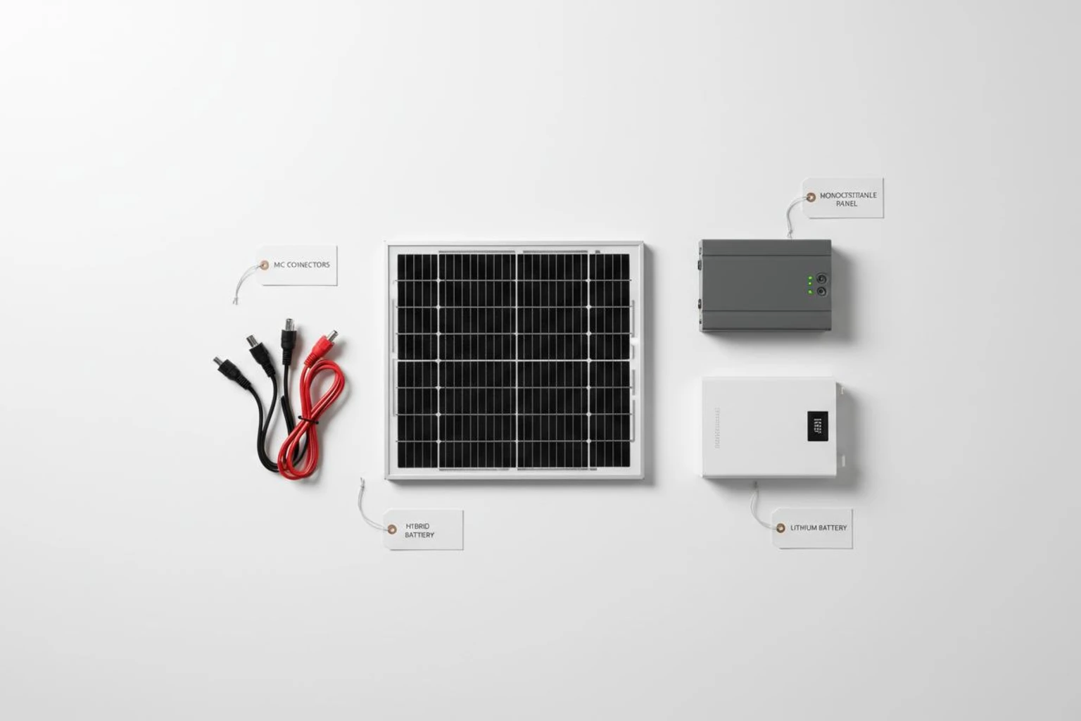 Solar panel and inverter components with HS code and duty rate labels for Kenya import