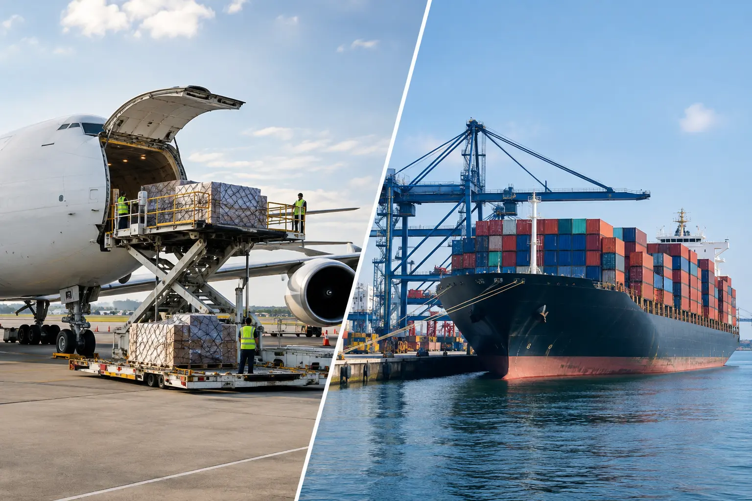 Air and sea freight comparison for motorcycle parts shipment from China to Kenya