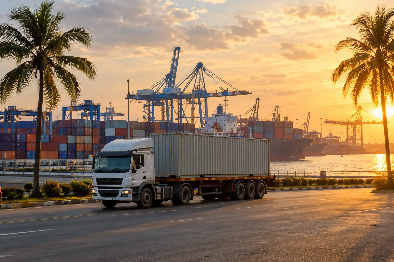 Container of machinery being trucked from Mombasa port to Nairobi after customs clearance